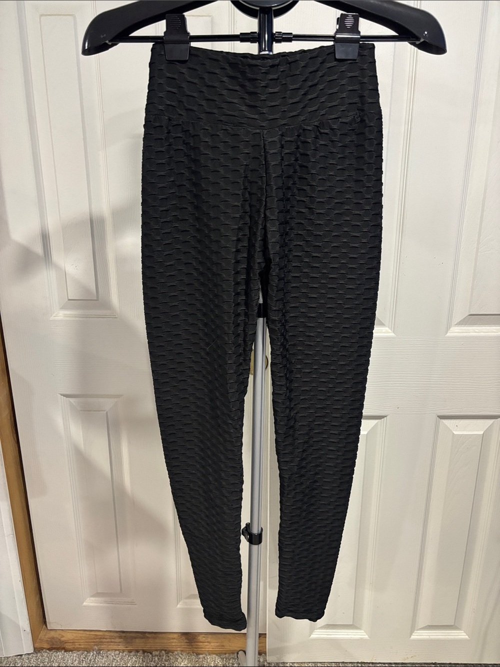 New Mix Black Textured High-Waist Leggings